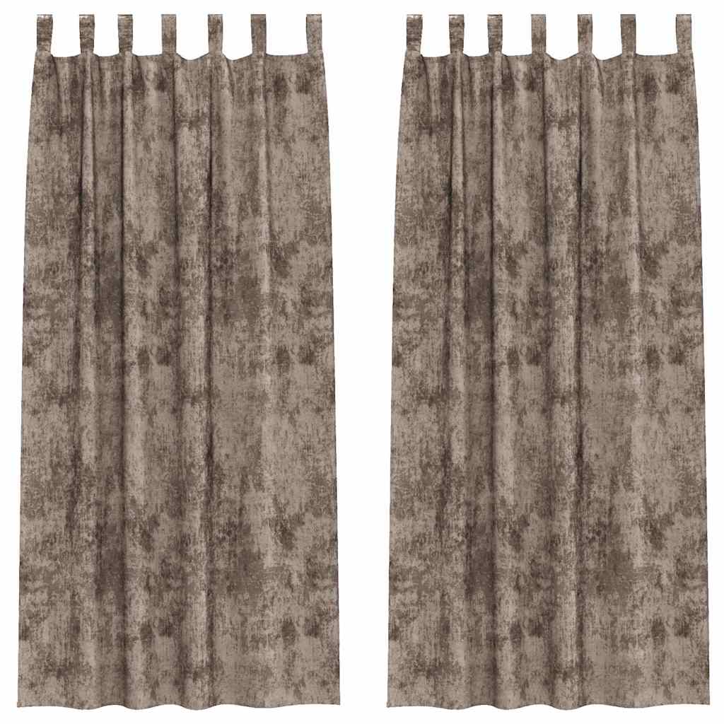 Curtain with Curtains 2 pcs Cappuccino 245 x 140 cm Velvet